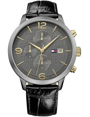 TOMMY HILFIGER Herrenuhr 1710357 Chronograph Liam, mit Lederarmband